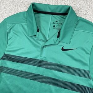 MEN'S NIKE GOLF  PERFORMANCE DRI-FIT POLO SHIRT STRIPES GREEN‎ SMALL